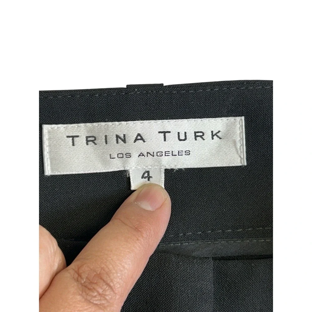 Trina Turk Black Triacetate Tailored Dress Pants Trousers Size 4 Made‎ in USA